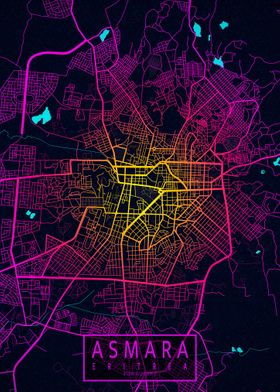 Asmara City Map Neon