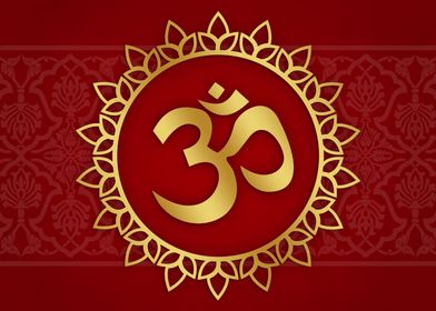 Hindu Ohm Symbol Red Gold