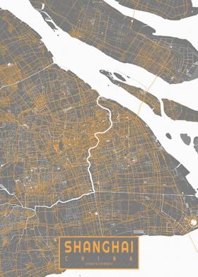 Shanghai City Map Bauhaus