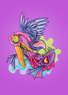 Colorful aquatic seagull