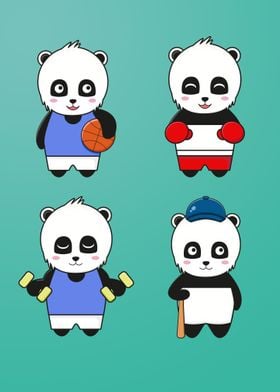 Pandas playing sport