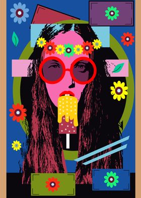 Hippie girl with sunglasse