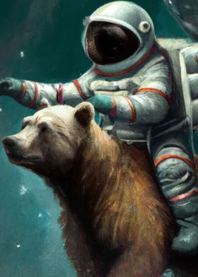 Astronaut riding grizzly