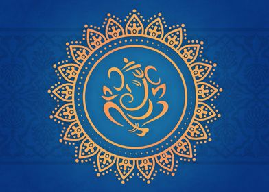 Hindu Ganesh Blue Orange