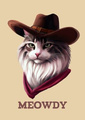 Meowdy Cat Cowboy Cute Pun
