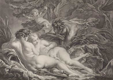 Nymphs And Satyr In Field