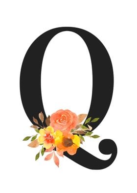 Summer Floral Alphabet Q