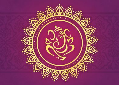 Hindu Ganesh Purple Yellow