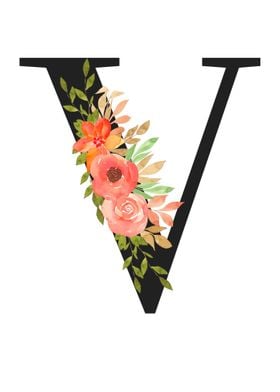 Summer Floral Alphabet V