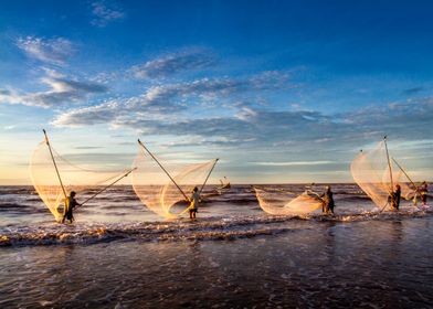 Starting new day on beach