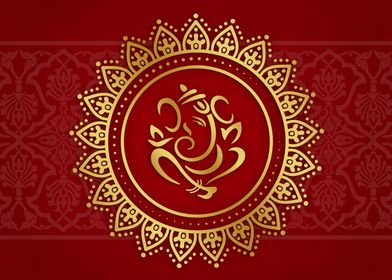 Hindu Ganesh Red Gold