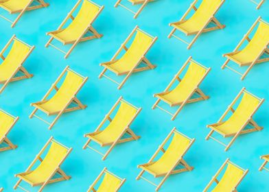 Yellow wooden beach chairs