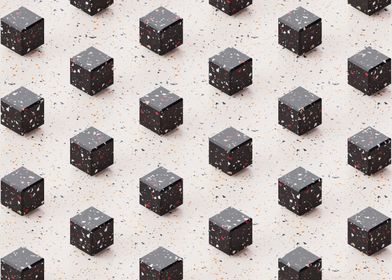 Black terrazzo cubes