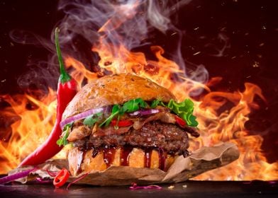 Hot spicy chilli burger