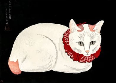 Ukiyo e White Cat