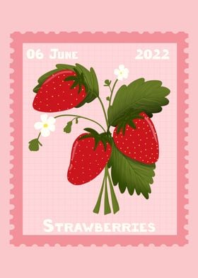 stamp art strawberries