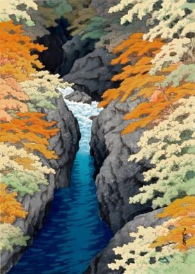 Ukiyo e Azuma Gorge 