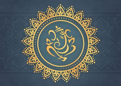 Hindu Ganesh Teal Orange