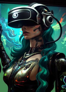 Cyborg Woman In VR