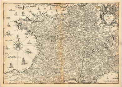 FRANCE OLD MAP 1634