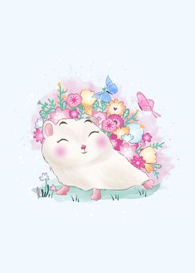 Cute Hedgehog With Flower