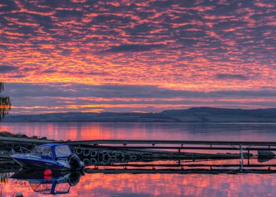 Boat in sunset