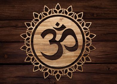 Ohm Symbol Wood Carving