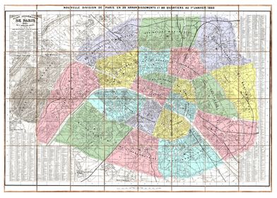 Map Paris France 1860