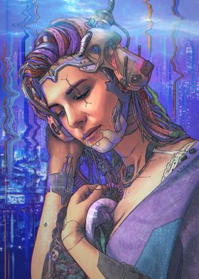 Night city cyberpunk girl