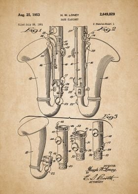 Bass Clarinet Vinatge Art