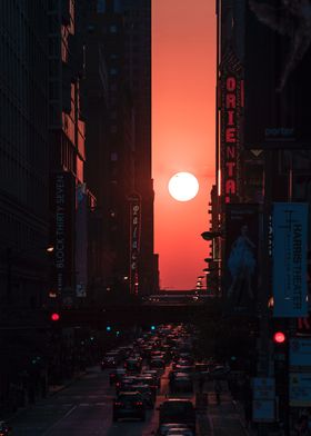 sunset in streets