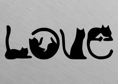 cat silhouette LOVE letter