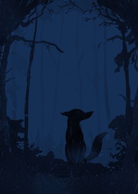 Fox In the blue forest