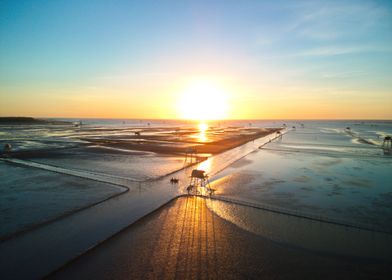 Vivid sunrise over beach