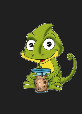 Bubble Tea Cute Chameleon