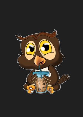 Bubble Tea Kawaii Owl