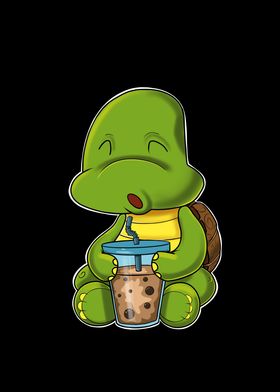 Bubble Tea Kawaii Turtle