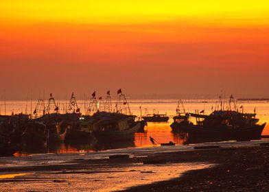 Sunset over beach