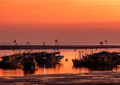 Saling offshore at sunset