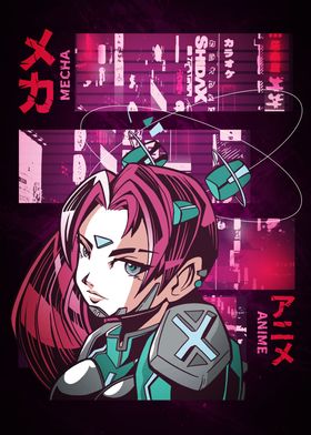 Cyborg Vaporwave Anime