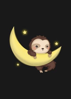 Baby Sloth And Moon