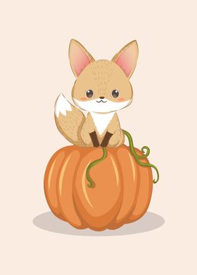 Baby Fox And Pumpkin