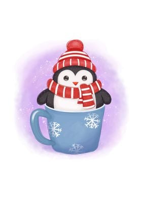 Cute Penguin in cup