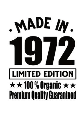 Made In 1972 Vintage Retro