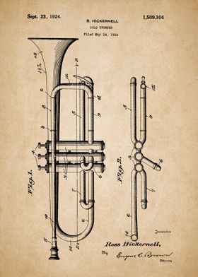 Trumpet Patent Blueprint