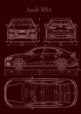 Audi RS3 2017 Blueprint 