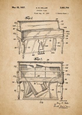Piano Vintage Patent 