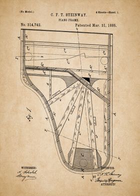 Old Piano Vintage Patent 