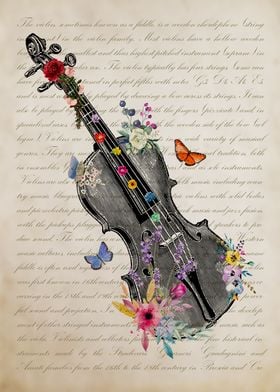 Violin with Flowers