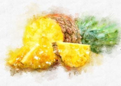 pineapple watercolor